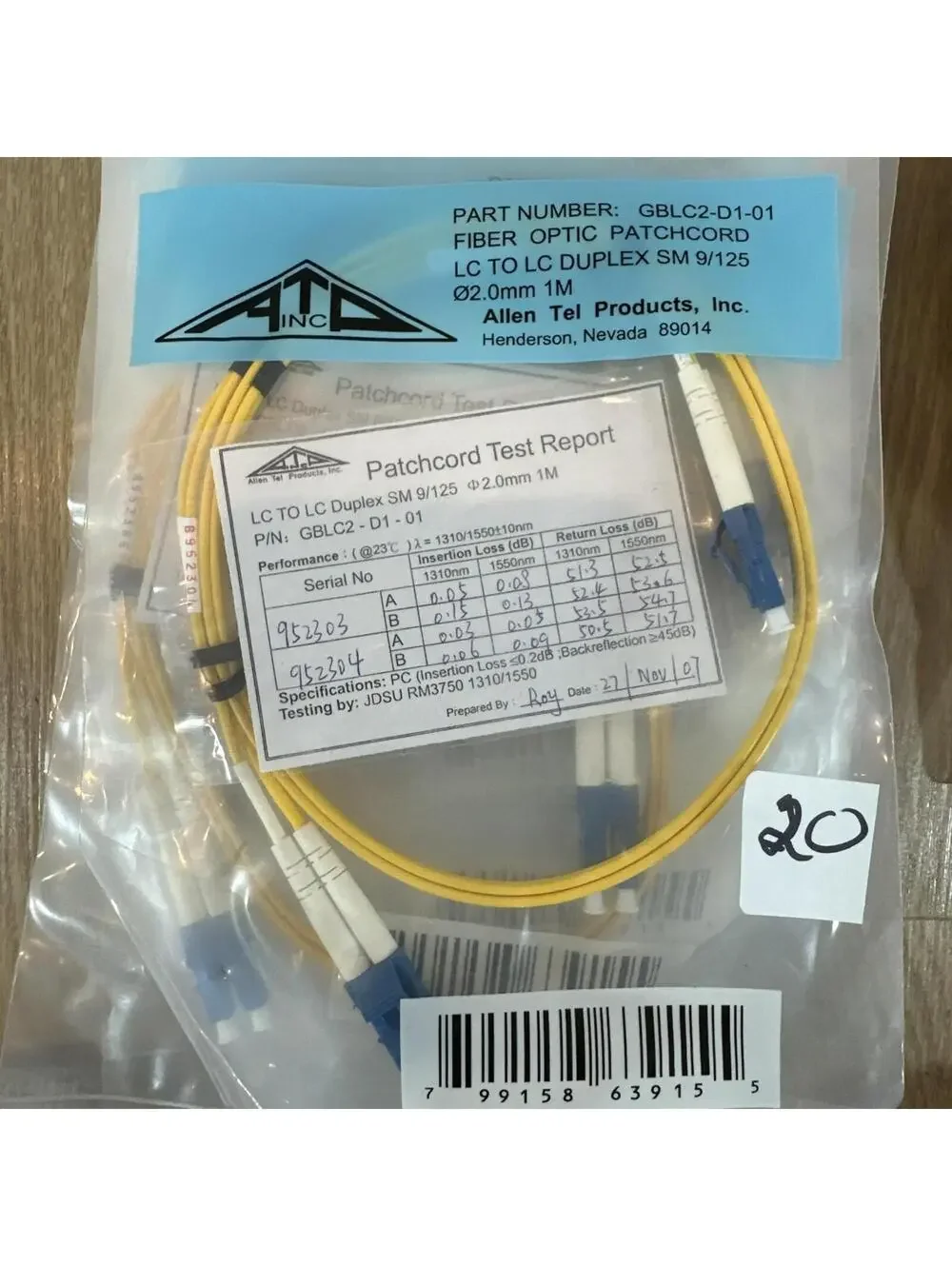 MixNEW ALLEN TEL GBLC2-D1-01 Singlemode Duplex LC to LC Fiber Optic Patch Cable
